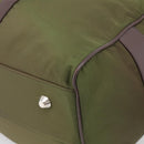 PRADA Boston Bag Nylon Khaki Silver Auth am12844A-14