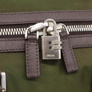 PRADA Boston Bag Nylon Khaki Silver Auth am12844A-18