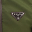 PRADA Boston Bag Nylon Khaki Silver Auth am12844A-20