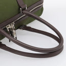 PRADA Boston Bag Nylon Khaki Silver Auth am12844A-7