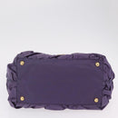 PRADA Hand Bag Nylon Purple Gold Tone Auth am12845A-11