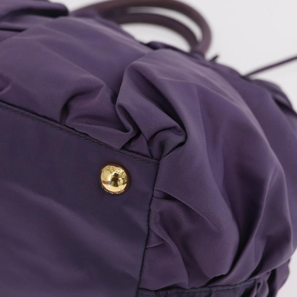 PRADA Hand Bag Nylon Purple Gold Tone Auth am12845A