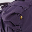 PRADA Hand Bag Nylon Purple Gold Tone Auth am12845A-14
