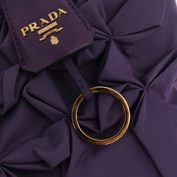 PRADA Hand Bag Nylon Purple Gold Tone Auth am12845A