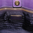 PRADA Hand Bag Nylon Purple Gold Tone Auth am12845A-19