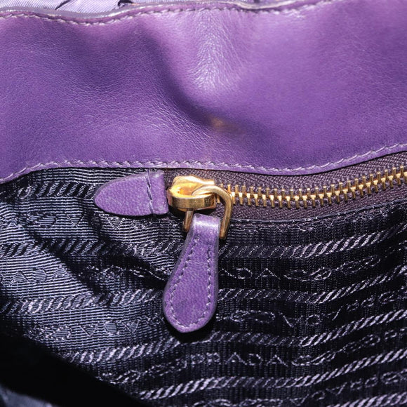 PRADA Hand Bag Nylon Purple Gold Tone Auth am12845A