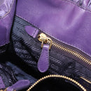 PRADA Hand Bag Nylon Purple Gold Tone Auth am12845A-25