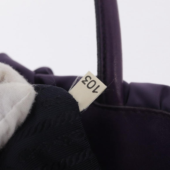 PRADA Hand Bag Nylon Purple Gold Tone Auth am12845A
