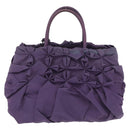 PRADA Hand Bag Nylon Purple Gold Tone Auth am12845A-3