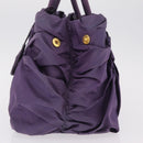 PRADA Hand Bag Nylon Purple Gold Tone Auth am12845A-5