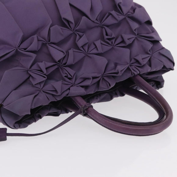 PRADA Hand Bag Nylon Purple Gold Tone Auth am12845A