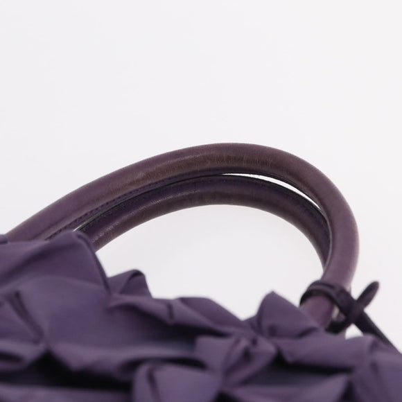 PRADA Hand Bag Nylon Purple Gold Tone Auth am12845A