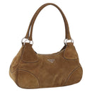 PRADA Hand Bag Suede Brown Silver Auth am12846V-1