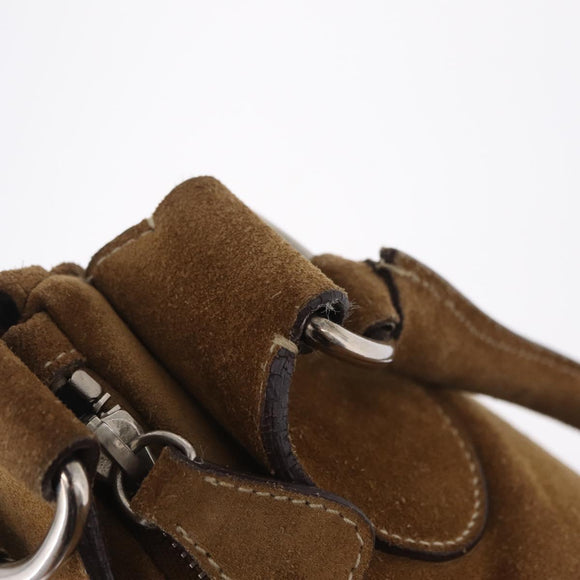 PRADA Hand Bag Suede Brown Silver Auth am12846V