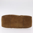 PRADA Hand Bag Suede Brown Silver Auth am12846V-6
