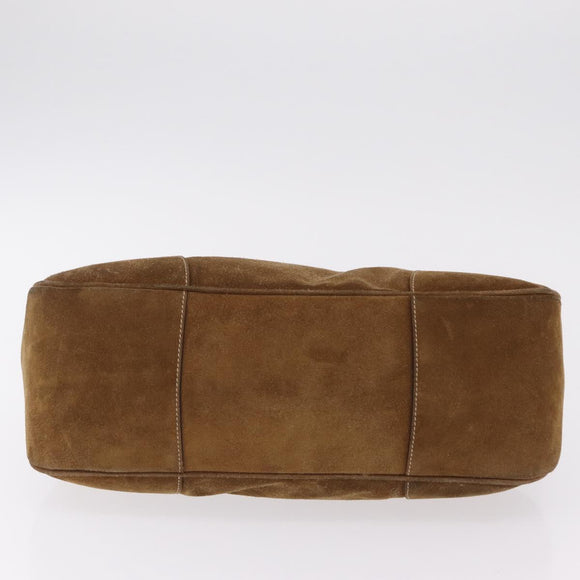 PRADA Hand Bag Suede Brown Silver Auth am12846V