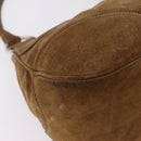 PRADA Hand Bag Suede Brown Silver Auth am12846V-15