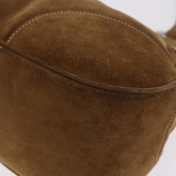 PRADA Hand Bag Suede Brown Silver Auth am12846V