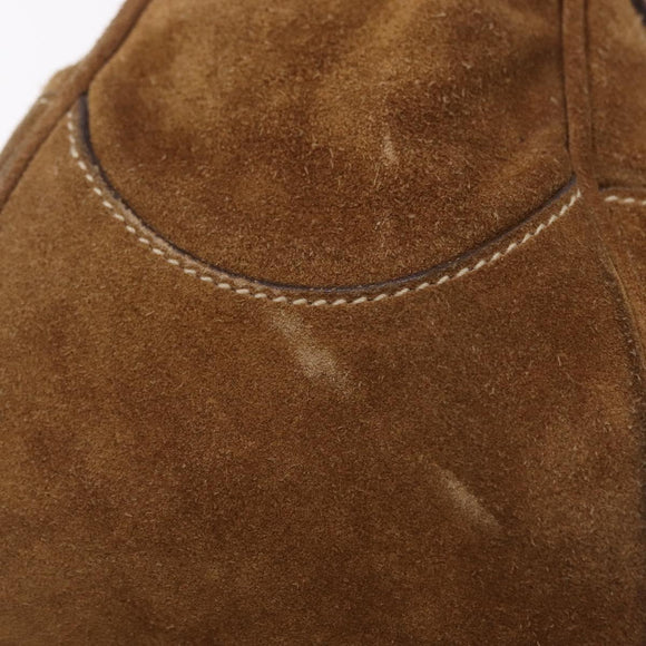 PRADA Hand Bag Suede Brown Silver Auth am12846V