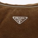 PRADA Hand Bag Suede Brown Silver Auth am12846V-20