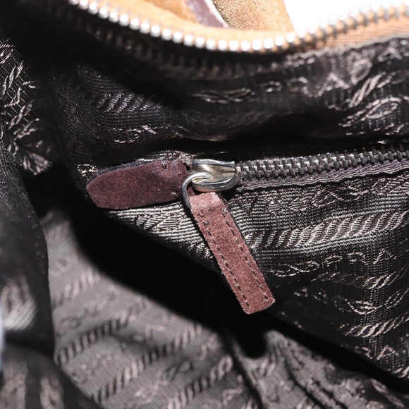 PRADA Hand Bag Suede Brown Silver Auth am12846V
