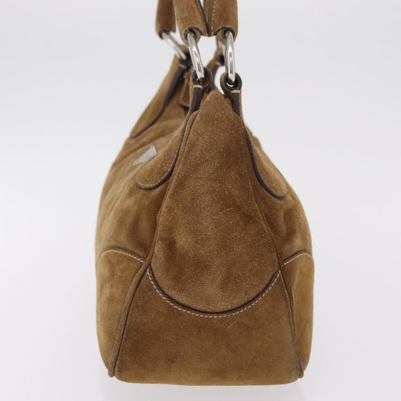 PRADA Hand Bag Suede Brown Silver Auth am12846V