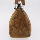 PRADA Hand Bag Suede Brown Silver Auth am12846V-4