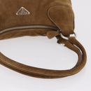 PRADA Hand Bag Suede Brown Silver Auth am12846V-8