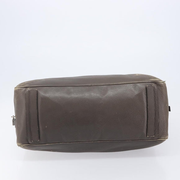 PRADA Boston Bag Leather Gray Silver Auth am12847