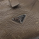 PRADA Boston Bag Leather Gray Silver Auth am12847-17