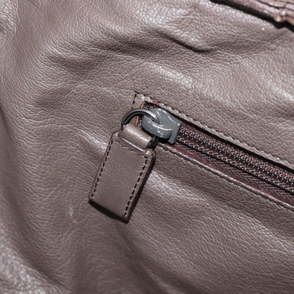 PRADA Boston Bag Leather Gray Silver Auth am12847