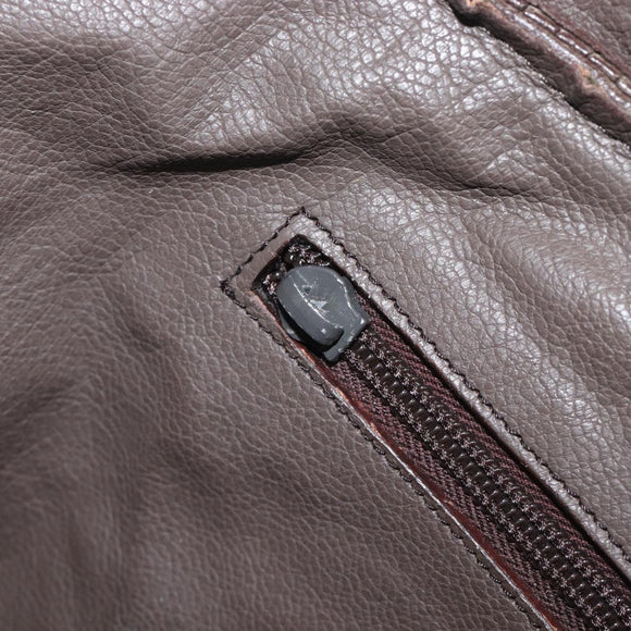 PRADA Boston Bag Leather Gray Silver Auth am12847
