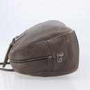 PRADA Boston Bag Leather Gray Silver Auth am12847-5