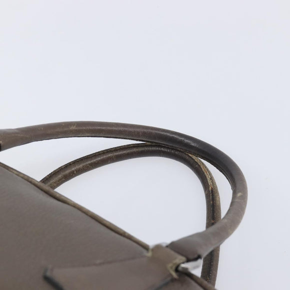 PRADA Boston Bag Leather Gray Silver Auth am12847