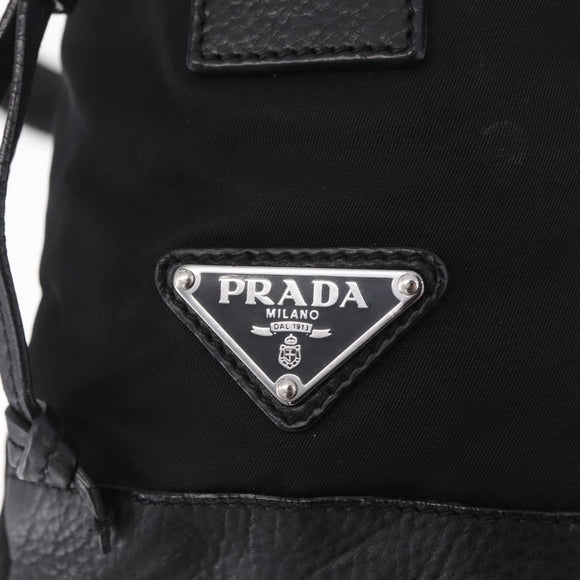 PRADA Studs Shoulder Bag Nylon Black Silver Auth am12849A