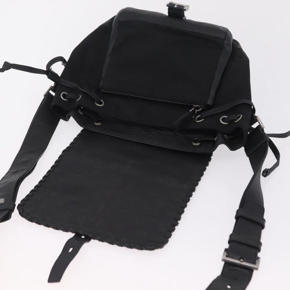 PRADA Studs Shoulder Bag Nylon Black Silver Auth am12849A