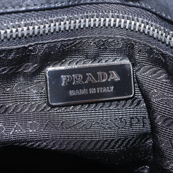 PRADA Studs Shoulder Bag Nylon Black Silver Auth am12849A