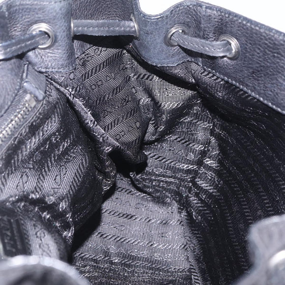 PRADA Studs Shoulder Bag Nylon Black Silver Auth am12849A