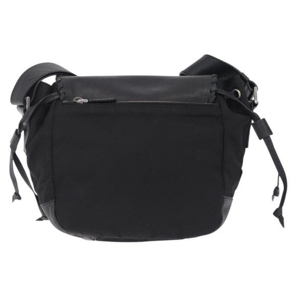 PRADA Studs Shoulder Bag Nylon Black Silver Auth am12849A