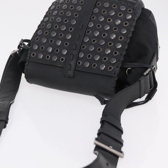 PRADA Studs Shoulder Bag Nylon Black Silver Auth am12849A