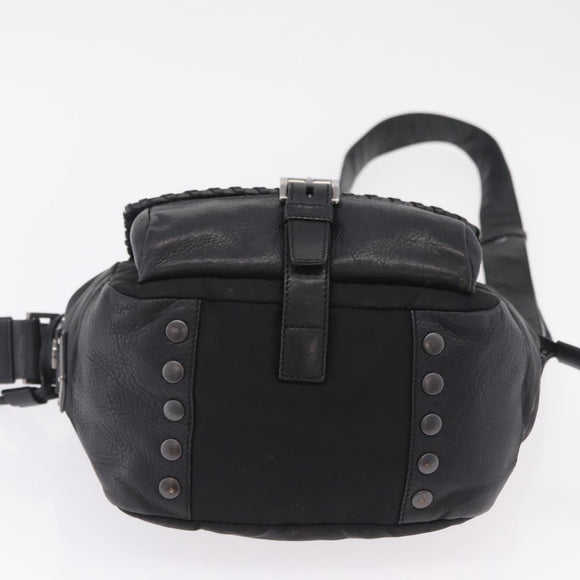 PRADA Studs Shoulder Bag Nylon Black Silver Auth am12849A
