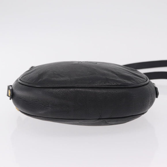 Saint Laurent Shoulder Bag Leather Black Gold Tone Auth am12852A