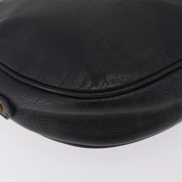 Saint Laurent Shoulder Bag Leather Black Gold Tone Auth am12852A