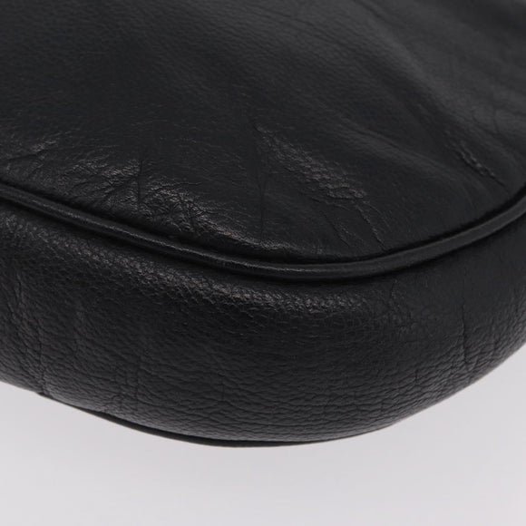 Saint Laurent Shoulder Bag Leather Black Gold Tone Auth am12852A