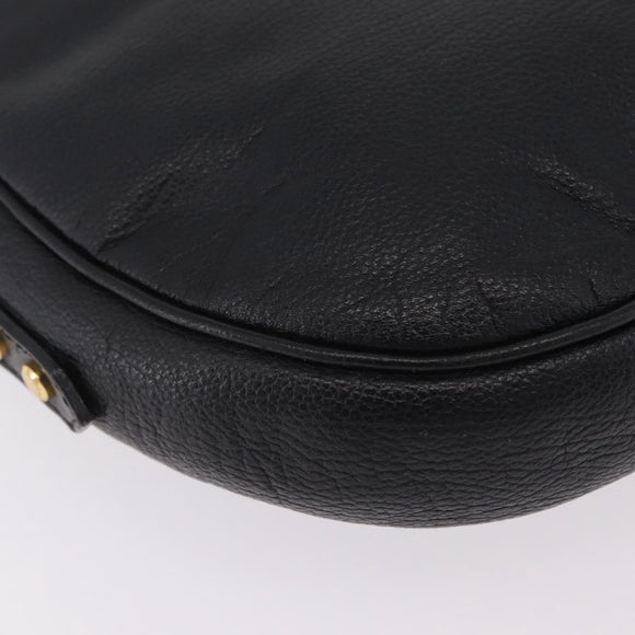 Saint Laurent Shoulder Bag Leather Black Gold Tone Auth am12852A