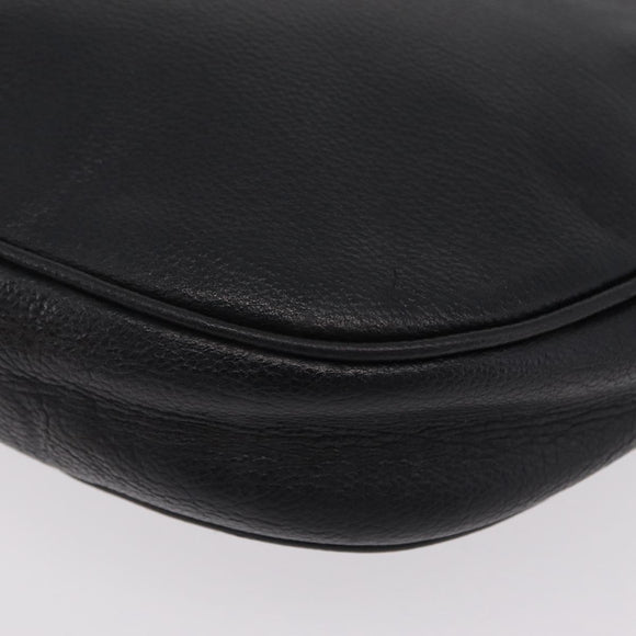 Saint Laurent Shoulder Bag Leather Black Gold Tone Auth am12852A