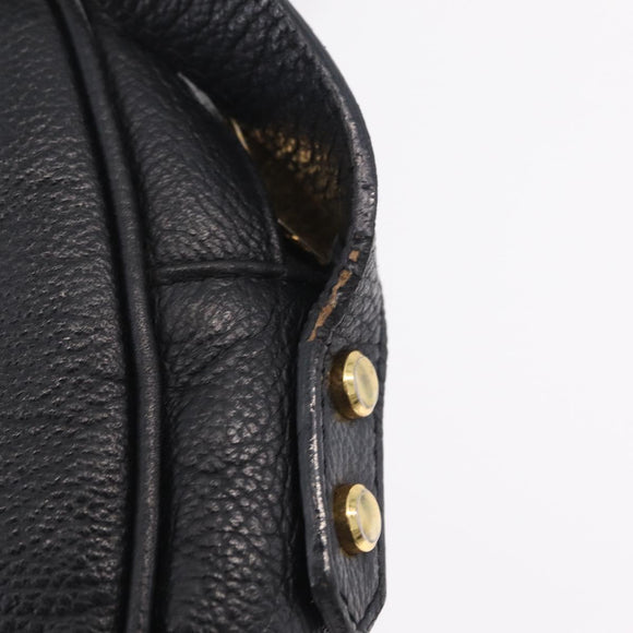 Saint Laurent Shoulder Bag Leather Black Gold Tone Auth am12852A