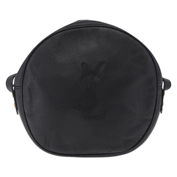 Saint Laurent Shoulder Bag Leather Black Gold Tone Auth am12852A