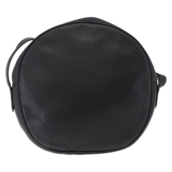 Saint Laurent Shoulder Bag Leather Black Gold Tone Auth am12852A