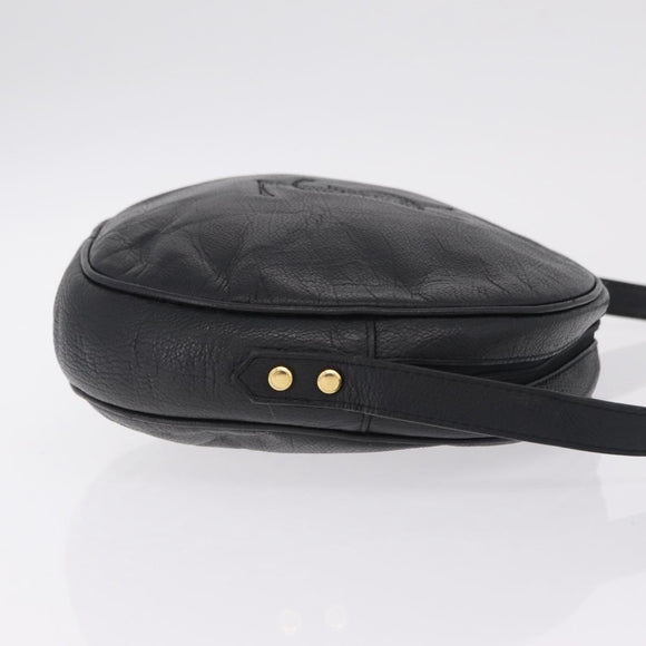 Saint Laurent Shoulder Bag Leather Black Gold Tone Auth am12852A